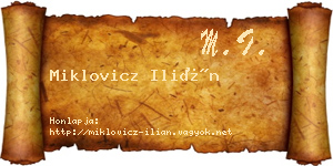 Miklovicz Ilián névjegykártya